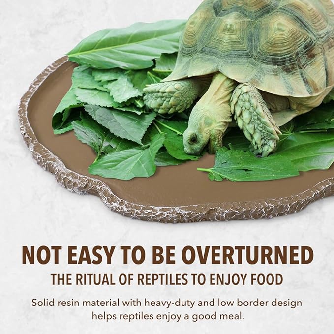 UEETEK Reptile Water Dish: Resin Bowl for Snakes, Turtles, Lizards, 7 x 5.5 x 0.3 inch