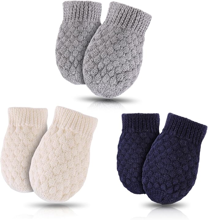 Baby Knit Mittens Toddler Boys Girls Gloves Winter Infant Newborn No Scratch Mitten 0-3 Years