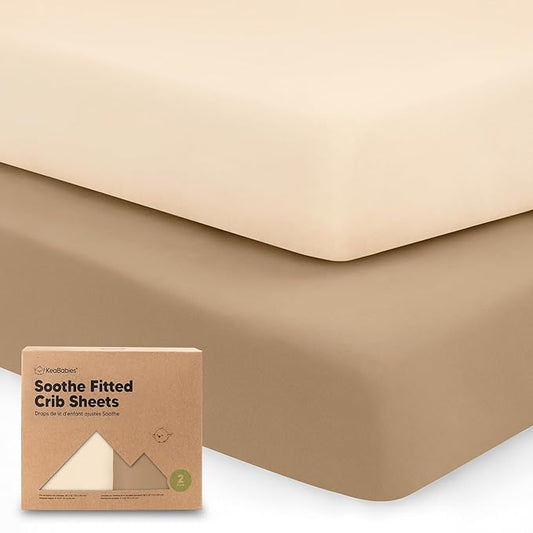 KeaBabies 2-Pack Organic Crib Sheets for Boys, Girls - 52x28 Fitted Crib Mattress Sheet Neutral, Breathable Jersey Cotton Cover for Baby Bed, Toddler Mattress, Soft & Cute Prints (Pecan)