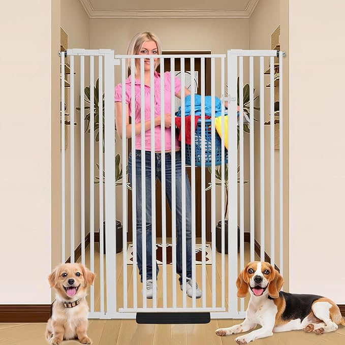 59 Inch Extra Tall Pet Gate for Cats,29.92“- 48” Adjustable Wide Dog Gates,No Drilling Pressure Mounted Walk Through Tall Cat Gate for Doorways,Hallway,Stairs
