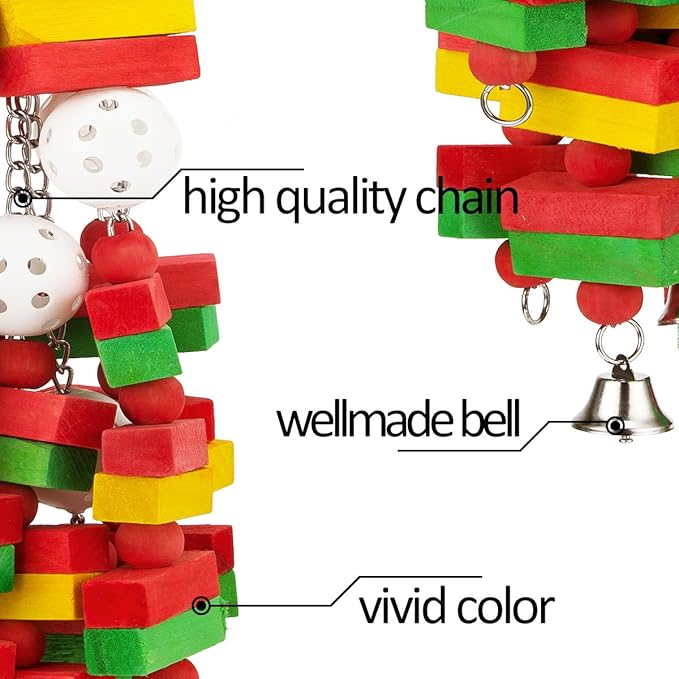 MEWTOGO Large Bird Parrot Toys for Cockatoos African Grey Macaws and Amazon Parrots Bird Gift