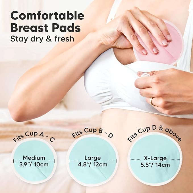 Organic Nursing Pads - 14 Washable Viscose Derived from Bamboo Breastfeeding Pads, Wash Bag, Reusable Breast Pads for Breastfeeding, Nipple Pads for Breastfeeding Essentials(Pastel Touch, XL 5.5")