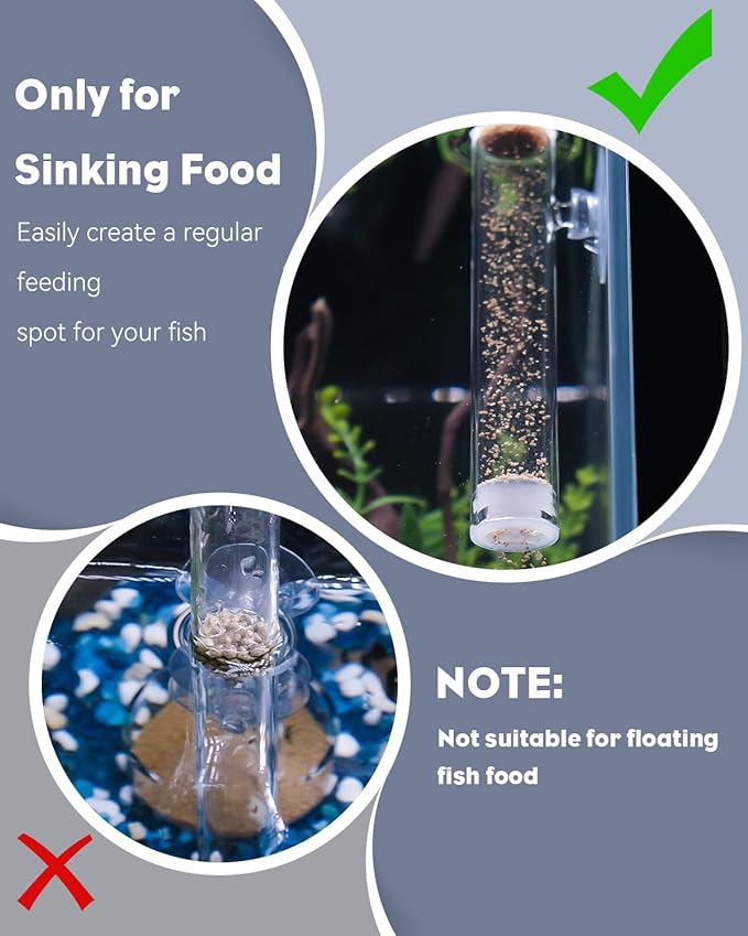 Pawfly 12 Inch Aquarium Shrimp Feeder Set, Clear Glass Tube with Dish & 2 Suction Cups, Feeding Supplies for Fish and Shrimp Tanks
