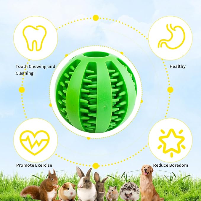 Rabbit Teething Toys Ball Small Animals Play Balls Treat Dispensing Rabbit Balls Puzzle Chew Balls & Rolling Toys for Bunny, Improve Pets Teeth Health for Rabbit, Guinea Pigs 2pack