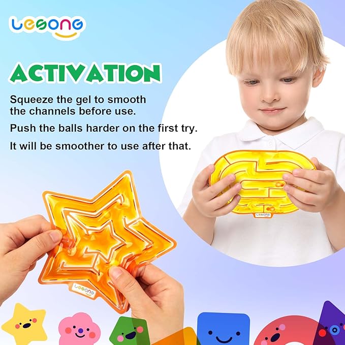 Sensory Fidget Toys for Kids: 8 Pack Gel-Filled Maze Squeeze for Children - Calming Autism Toys for Classroom