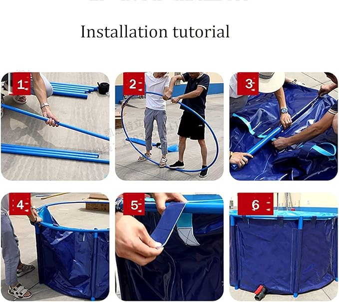 Aquaculture Tank, Folding Fish Pond, Canvas Fish Pond Pool, Fish Pond Liner, Pool Above Ground with Framed, for Store Up Water Irrigation Aquatic Products Breeding Pond 78 x 32 in (2400 L)