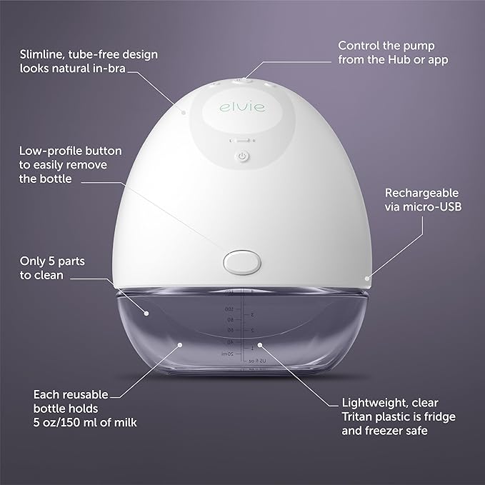 Elvie - Double, Wearable Breast Pump w/App - The Smallest & Quietest - Portable - Hands Free & Discreet - Automated with Four Personalized Settings