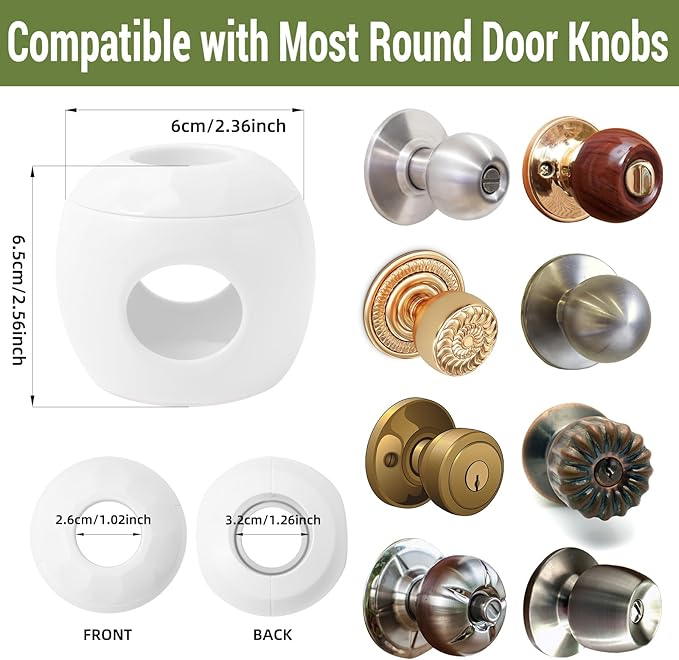 Child Safety Door Knob Covers 6 Pack Reusable Baby Proof Door Knob Locks Baby Proof Door Handle Protector for Kids Universal Fit Easy Grip Lockable Design No Tools Needed