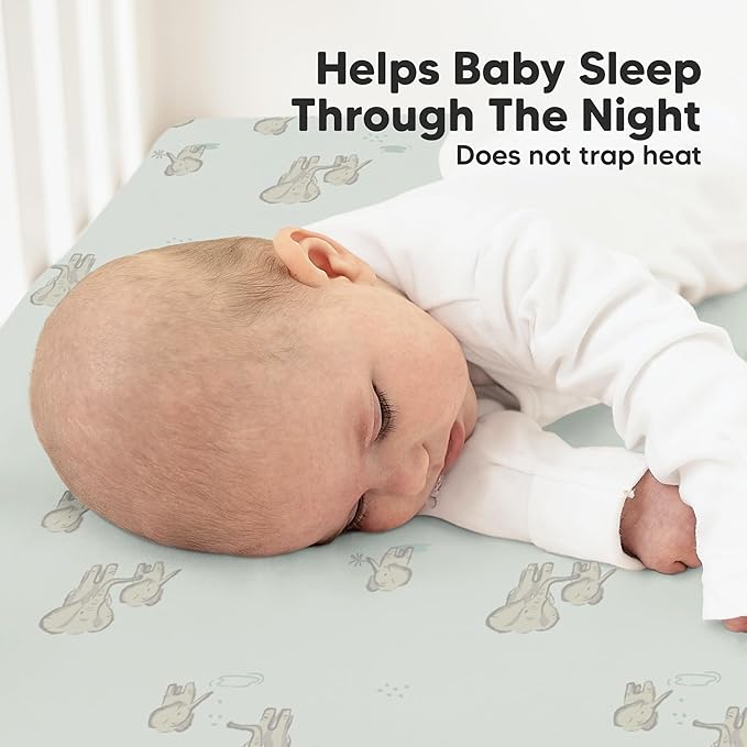 KeaBabies 2-Pack Organic Crib Sheets for Boys, Girls - 52x28 Fitted Crib Mattress Sheet Neutral, Breathable Jersey Cotton Cover for Baby Bed, Toddler Mattress, Soft & Cute Prints (Elly)