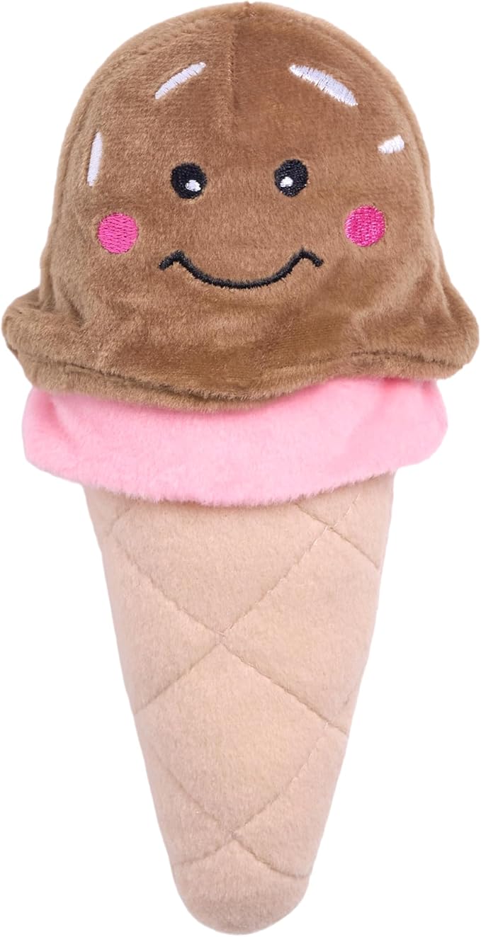 ZippyPaws NomNomz - Dog Squeaky Toys to Keep Them Busy, Funny Food Plush for Small & Medium Dogs, Cute Stuffed Puppy Toy, Pet Products, Gift for Dogs of All Breeds, Soft and Cuddly - Ice Cream