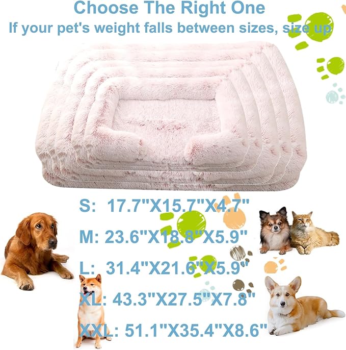 Dog Beds Large Sized dog Orthopedic, Sofa Dog Bed with Waterproof Lining and Nonskid Bottom, Rectangle Washable Dog Bed for Medium Small Dogs and Cats Comfortable ( Color : Pink , Size : 51 x 35" )