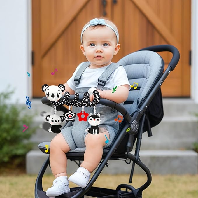 Black and White High Contrast Baby Toys - Sensory Infant Hanging Carseat & Stroller Toy for Newborns 0-6,6-12Months Perfect Easter Birthday & Baby Shower for Babies Boys Girls