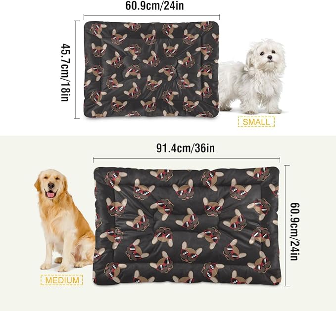 Funny French Bulldog Pet Bed Cute Dog Bed Mat Absorbing Non Slip Pad Pet Sleeping Mat for Small, Medium, and Large Dogs Puppy Cat 24 in x 18 in