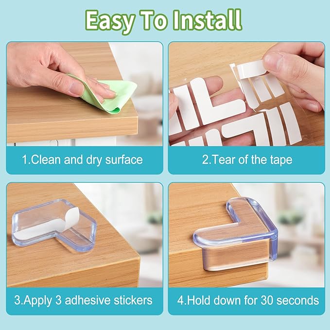 12 Pack Corner Protector for Baby: Baby Proofing Safety Corner Clear Furniture Tablet Corner Protection| Protectors Guards, Baby Proof Bumper & Cushion to Cover Sharp Furniture & Table Edges(L Shape)