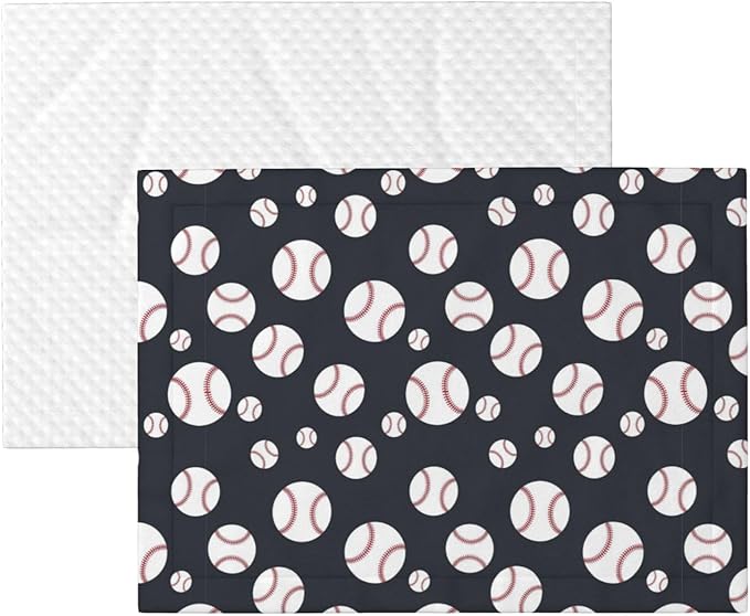 Double Sided Plush Pet Blanket with Cozy Dot Texture and Smooth Reverse, Baseball Softball Grey, Reversible Throw for Dogs Cats on Couches Beds Crates