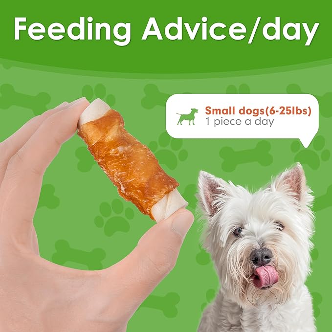MON2SUN Dog Treats, 2.5 Inch Chicken Wrapped Rawhide Rolls, Teeth Cleaning Chews with High Protein for Small Dogs, 10.6 oz (16 Count - Pack of 1)
