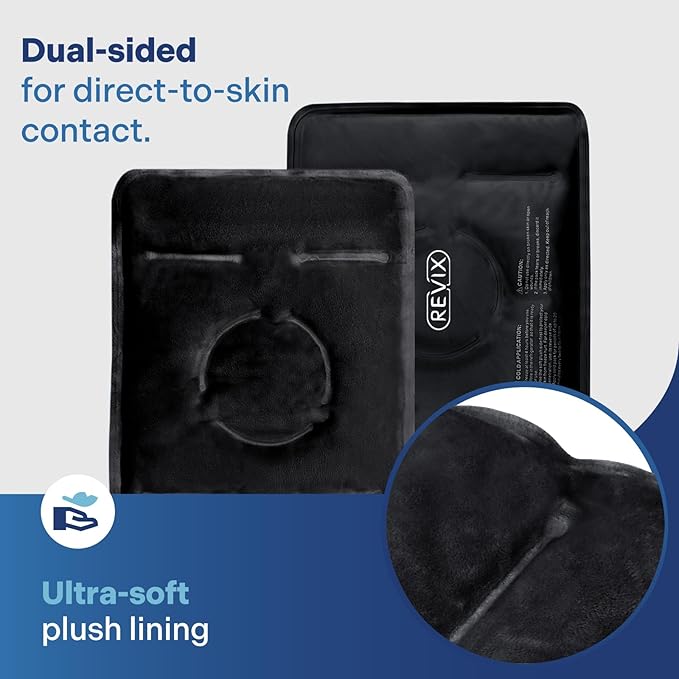REVIX Ice Packs for Knee Relaxation, Reusable Gel Ice Wraps with Cold Compression for Enhanced Flexibility and Recovery, Plush Cover and Long-Lasting Cold, A Set of Two, Black