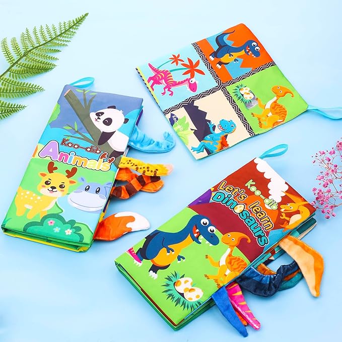 3 Pcs, Baby Books 0-6 Months, Crinkle Books for Babies, Touch and Feel Books for Infants, Infant Tummy Time Toys 0 6 9 Months, Sensory Toys for Babies, Baby Books