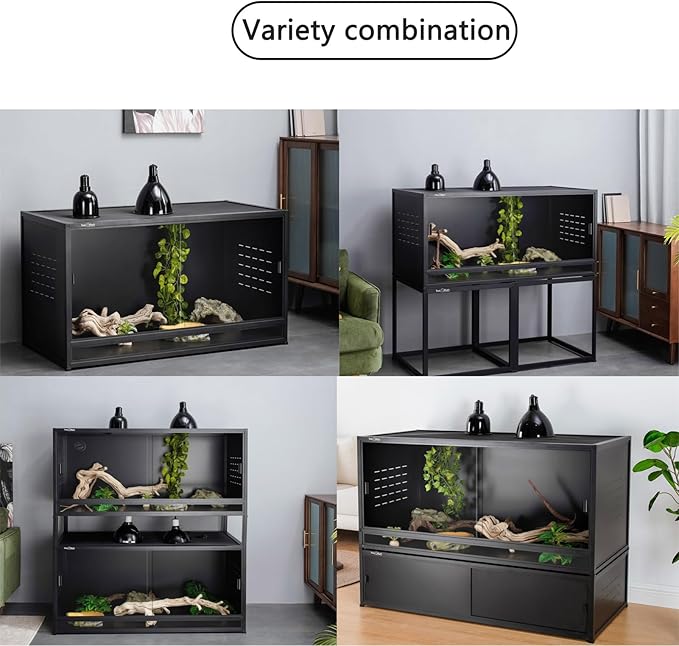 Stackable PVC Reptile Enclosures 44 Gallon ToxiRium Large Reptile 40''x16''x16 Space efficient Tank for Bearded Dragon Lizard Snake,Wide Breeding Vivarium with Sliding Glass Doors Lock-with spacers