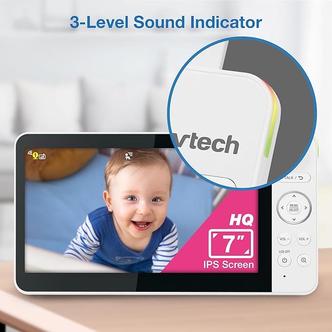 VTech 2-Cameras Smart WiFi Baby Monitor with 1080p FHD Video, Free App with Motion Video, Sound/Motion Detection and Notifications, 7" IPS Display with Split-Screen, Pan-Tilt-Zoom: Smart HQ Max Twin