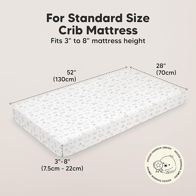 KeaBabies 2-Pack Organic Crib Sheets for Boys, Girls - 52x28 Fitted Crib Mattress Sheet Neutral, Breathable Jersey Cotton Cover for Baby Bed, Toddler Mattress, Soft & Cute Prints (Woodland)
