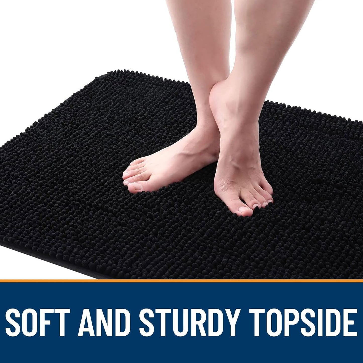 OLANLY Dog Door Mat for Muddy Paws 59x20, Absorbs Moisture and Dirt, Absorbent Non-Slip Washable Doormat, Quick Dry Chenille Mud Mat for Dogs, Entry Indoor Entryway Carpet for Inside Floor, Black