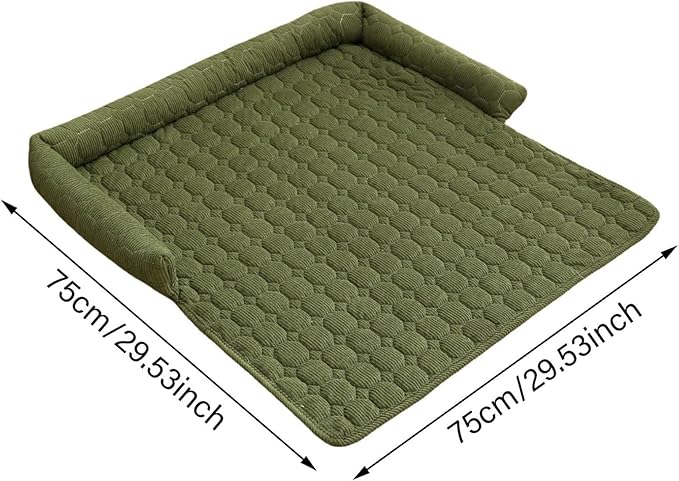 Pet Couch Covers for Sofa, 29" L × 29" W Calming Dog Bed Fluffy Dog Plush Mat for Furniture Protector with Bolster, Washable Removable Couch Cover for Small, Medium, Large Dogs and Cats (White)