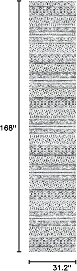 KUTA Long Hallway Runner Rug 2.6x14 Non-Slip Washable, Moroccan Vintage Beige