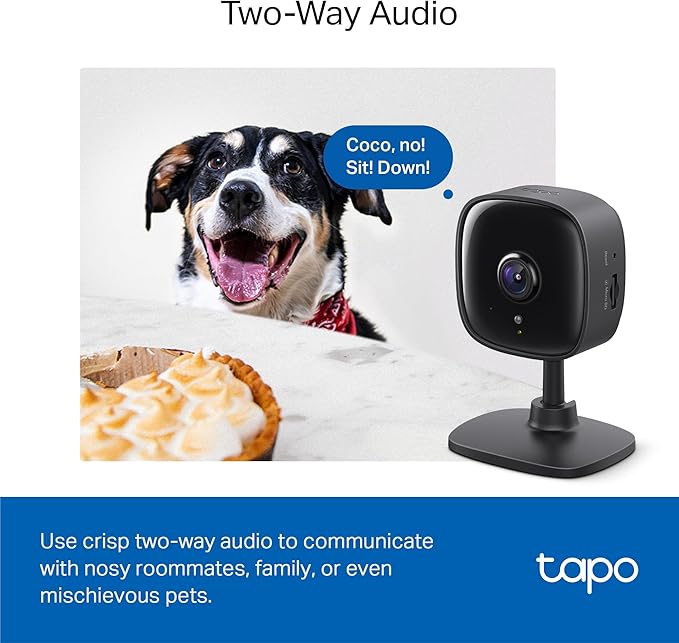 Tapo 1080P Indoor Wired Security Camera - Works as a Baby Monitor & Pet Camera, Motion Detection, 2-Way Audio, Siren, Night Vision, Subscription-Free Local Storage or Optional Cloud, C101