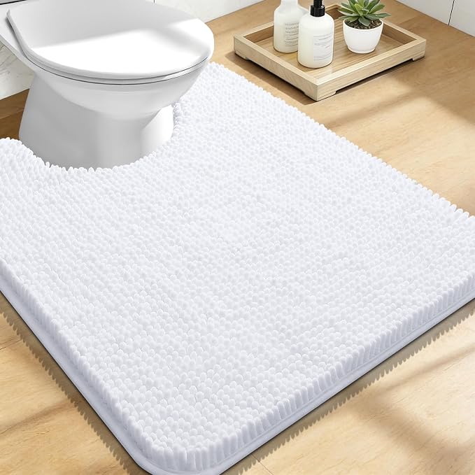 OLANLY Toilet Rugs U-Shaped 24x20, Extra Soft Absorbent Chenille Contour