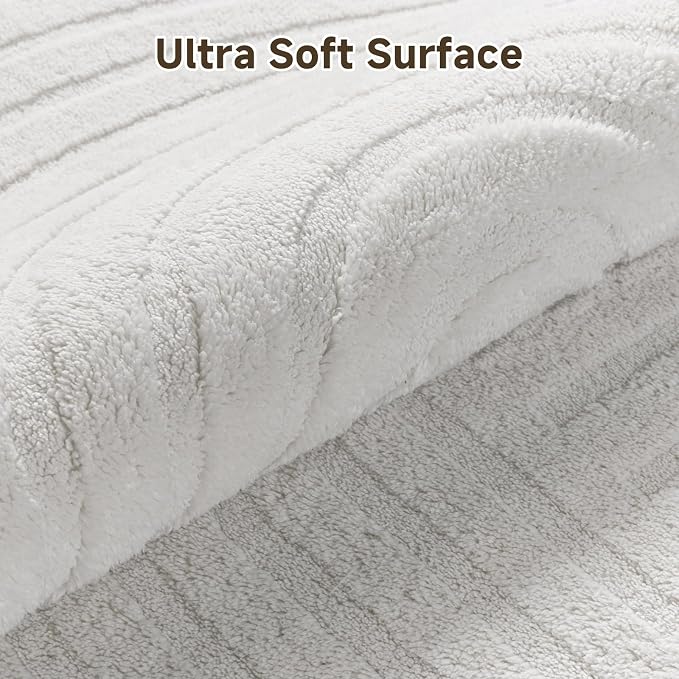 Pauwer 8x10 Washable Area Rugs for Living Room Modern White Solid Color Soft
