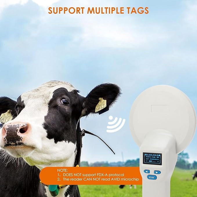 Pet Microchip Scanner with Bluetooth,Large OLED Display Bluetooth USB Connection Animal Tag Reader with Storage, Portable for Animal Management Railway Inspection