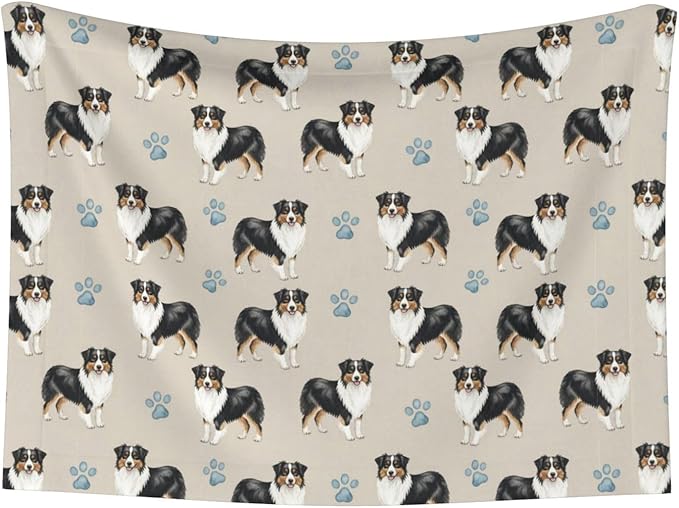 Pet Blanket for Indoor Outdoor Use, Australian Shepherd, Two Sided Reversible Plush Mat with Bumpy Dot Texture for Patios Crates Portable Bed Companion