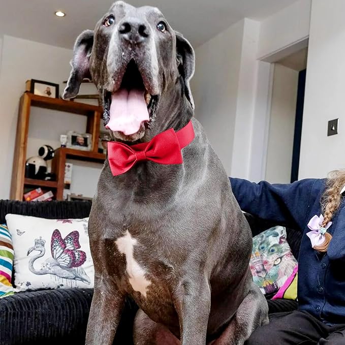Segarty Dog Bowties for Extra Large Dogs Neck Girth 16.5-21.3in, Adjustable Red Collar Dog Neck Tie Tuxedo Comfortable Cotton Pets Bow Grooming Accessory for Formal Wedding Holiday Birthday Valentines