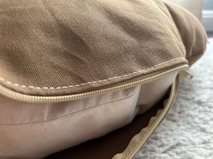 Organic Cotton Canvas Dog Bed: Removable Cover, Natural Fill - Made in USA (Medium Brown, XX Large 50" x 8" inches)