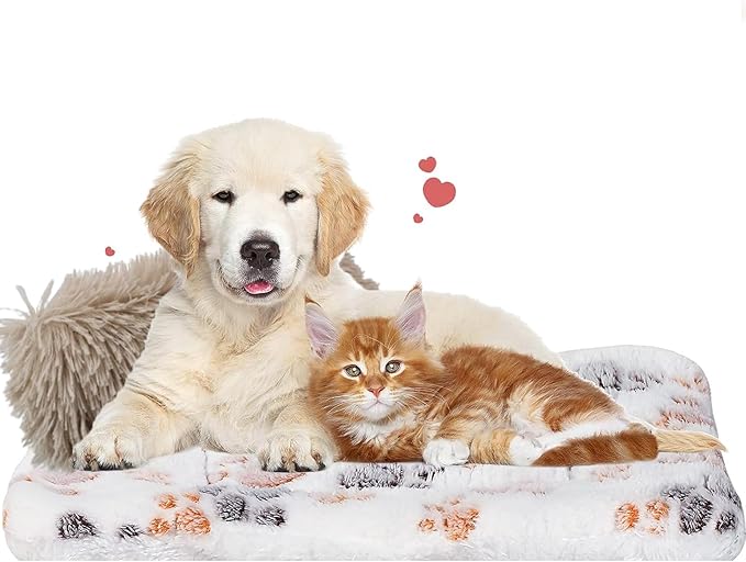 Crate Mat With Pillow, Warm Kennel Liner Blanket Plush Bed for Large Dogs, Mattress for Pet Dreams 35x26 Inches