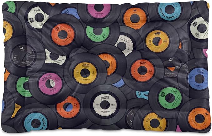Vinyl Records Music Pet Bed Cute Dog Bed Mat Absorbing Non Slip Pad Pet Sleeping Mat for Small, Medium, and Large Dogs Puppy Cat 24 in x 18 in