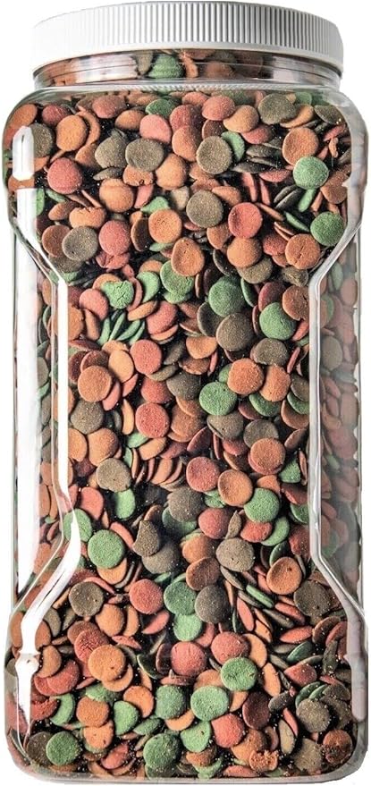 Aquatic Foods Inc. 4-Type 12mm - 1/2" Sinking Wafer Mix of Spirulina-Algae, Ultra-Worm, Ultra-Shrimp, Color Enhancing Wafers for Shrimp, Snails, Crabs, Crayfish, All Tropical Fish..5-lb Lg Jar
