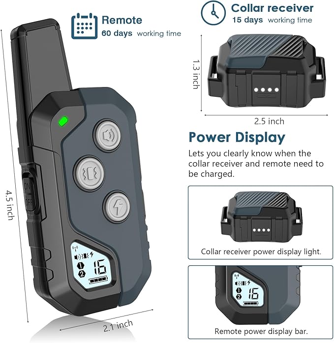 Shock Collar for Dogs, IP67 Waterproof Dog Training Collar with Remote, 3 Training Modes with Beep, Vibration, and Safe Static, Rechargeable E Collar for Large Medium