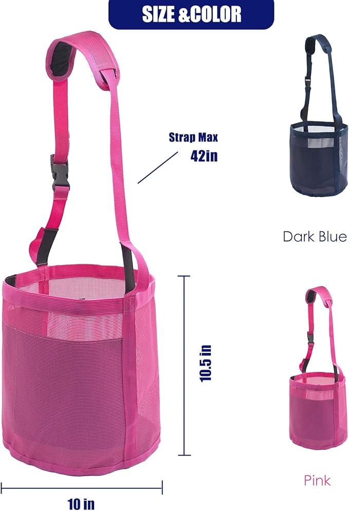Horse Feed Bag for Grain - Heavy Duty Mesh Horse Feeder with Adjustable Strap,Comfort Neck Pad,Nose Pad Horse Muzzle Feed Bag(Medium,2PCSblue)