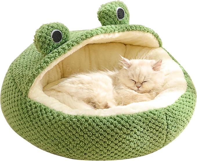 Naisicore Plush Frog Donut Cat & Dog Bed, 40cm/15.7inch, Winter Warm, Soft Detachable, Small Dogs & Cats (Style 2)