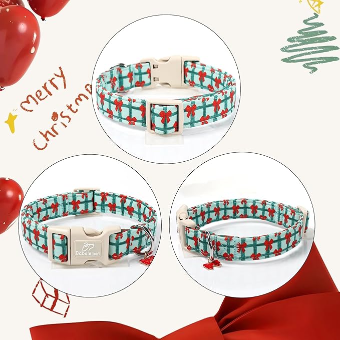 Christmas Dog Collar for Giant Large Dogs - Cute Festive Plaid with Red Bow Christmas Collars for Dogs, Soft Adjustable New Year Dog Collars with Quick Release Buckle XL