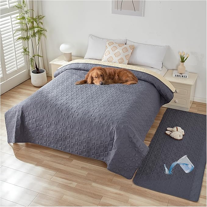 Waterproof Dog Bed Cover Pet Blanket, Soft Pet Couch Covers for Sofa Washable, Bed Couch Sofa Furniture Protector for Puppy Cat Kids (Grey,210 * 260 CM)