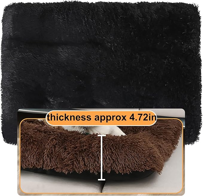 Dog Crate Mat, Dog Bed for Large Dogs, Comfy Fluffy Kennel Pad Anti-Slip for Dog beds & Furniture, Quilted Dog Bed for Pets for Medium/Small Dogs Cats (Color : Black, Size : 16.9x11)