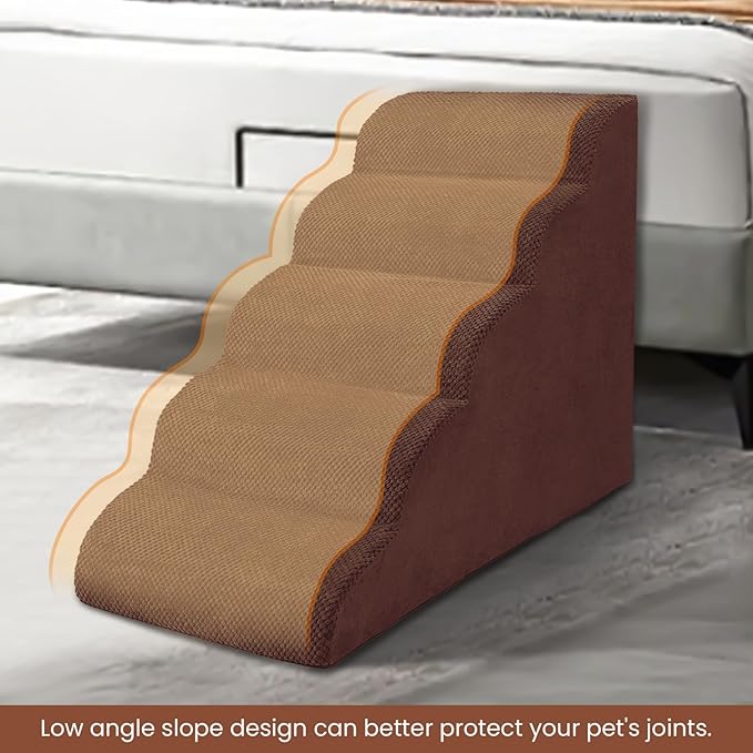 Dog Stairs for Small Dogs, High Density Foam Dog Steps, Extra Wide Non-Slip Pet Ramp for High Beds Or Couch, Soft Doggie Ladder for Dogs Injured, Older Pets, Small Cats