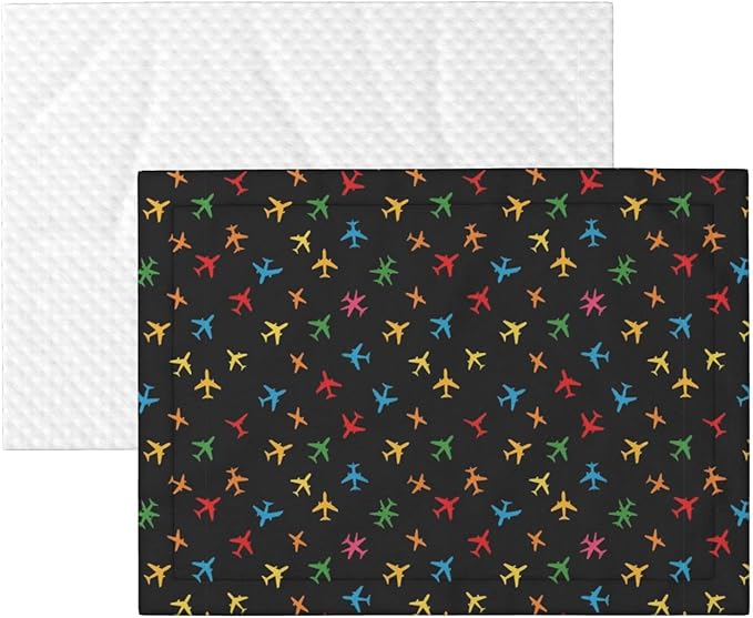 Pet Blanket for Car Rides Vet Visits, Colorful Aircraft Airplane Black, Two Sided Reversible Plush Design with Bumpy Dot Side Offers Comfort Home Piece On Go Travel