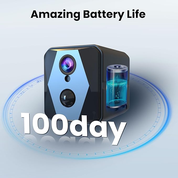 Indoor Camera, 4K Security Camera, Wireless Camera with 100-day Standby Time, Real-Time Recording, AI Motion Detection, Support Cloud & TF Storage, Auto Night Vision, Cameras for Home Security