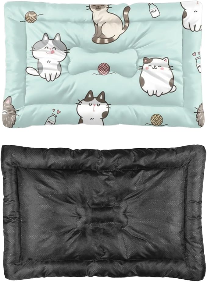Comfy Dog Crate Mat with Anti-Slip Bottom, Cute Cats Pet Sofa Cat Pads Dog Beds& Furniture Breathable Crate Mat Chew Proof for Indoor& Outdoor Sofa Cars, Machine Washable 24 X 18 Inch