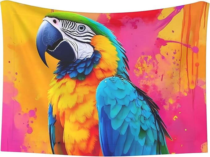 Waterproof Dog Blanket Soft Pet Blanket for Puppy Cat, Fleece Cat Throw Blankets for Furniture Bed Couch Sofa Reversible - Vibrant Parrot Splash Art