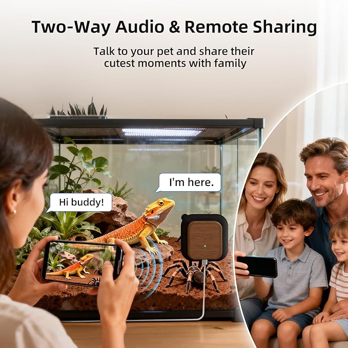 5MP Aquarium & Terrarium Camera, WiFi Pet Camera with Daily Time-Lapse Video, 120° Wide-Angle Anti-Glare Lens, AI Motion Alerts, Color Night Vision, Easy Magnetic Install for Fish, Reptiles, Insect